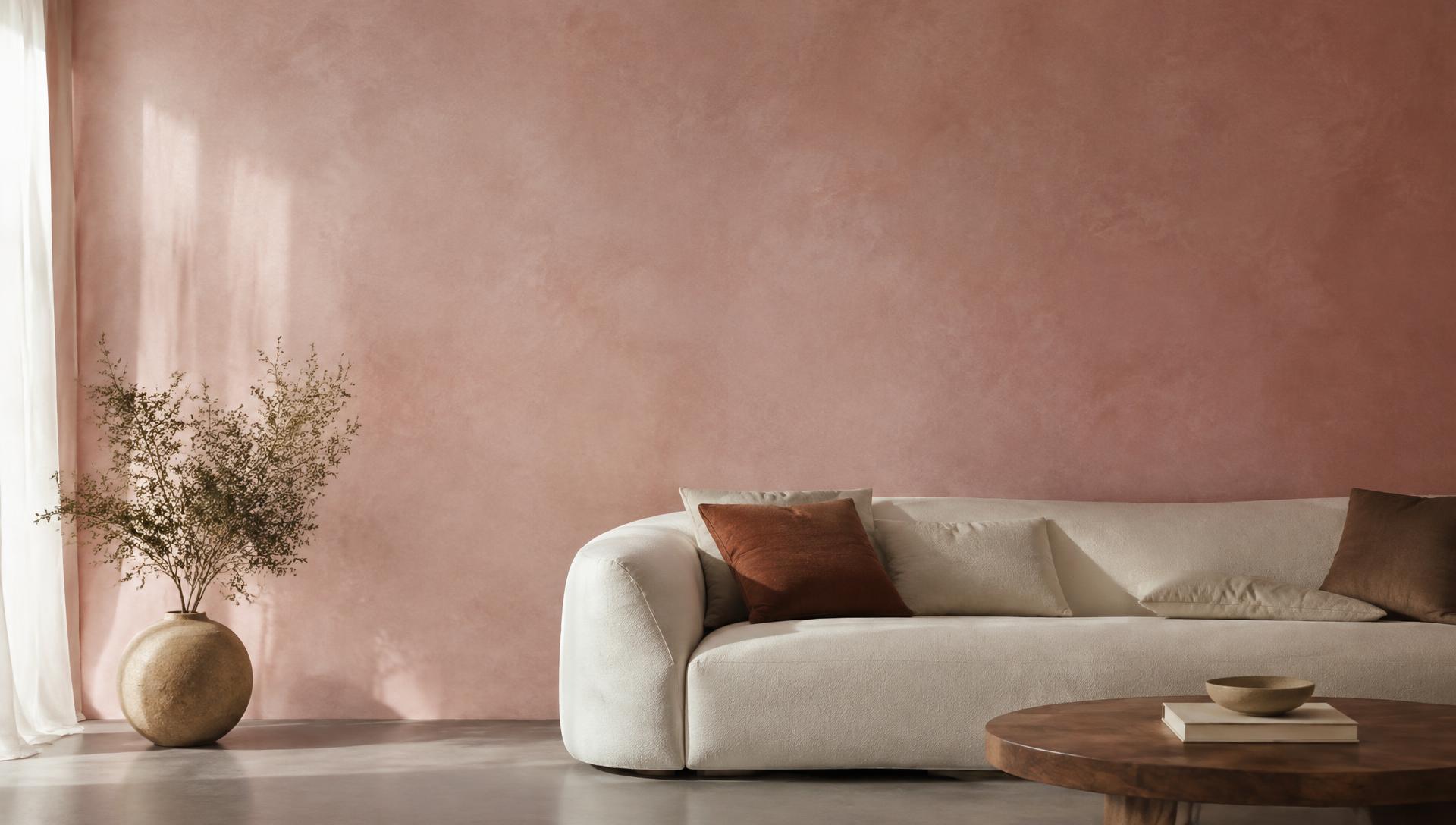 Rose lime plaster wall